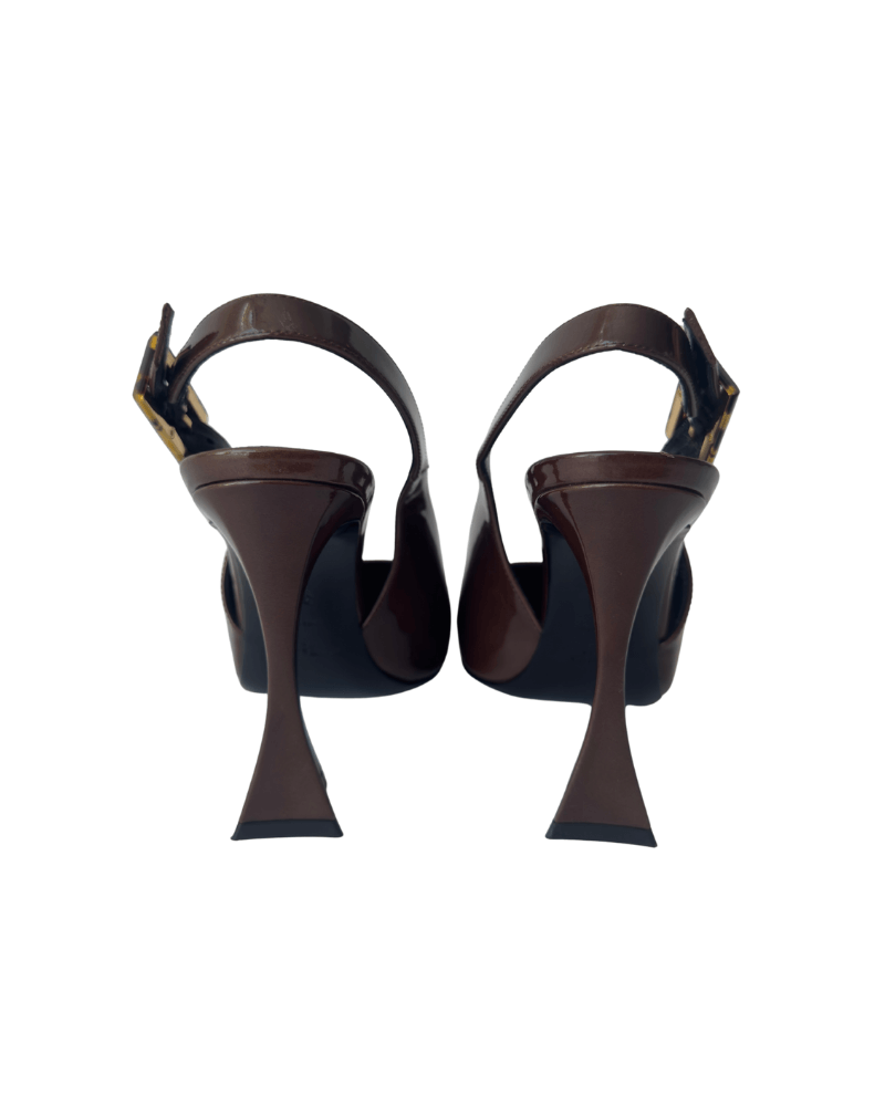 Saint Laurent Stone Glossy Slingback Pumps | Size EU 36 1/2