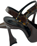 Saint Laurent Stone Glossy Slingback Pumps | Size EU 36 1/2