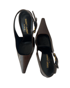 Saint Laurent Stone Glossy Slingback Pumps | Size EU 36 1/2