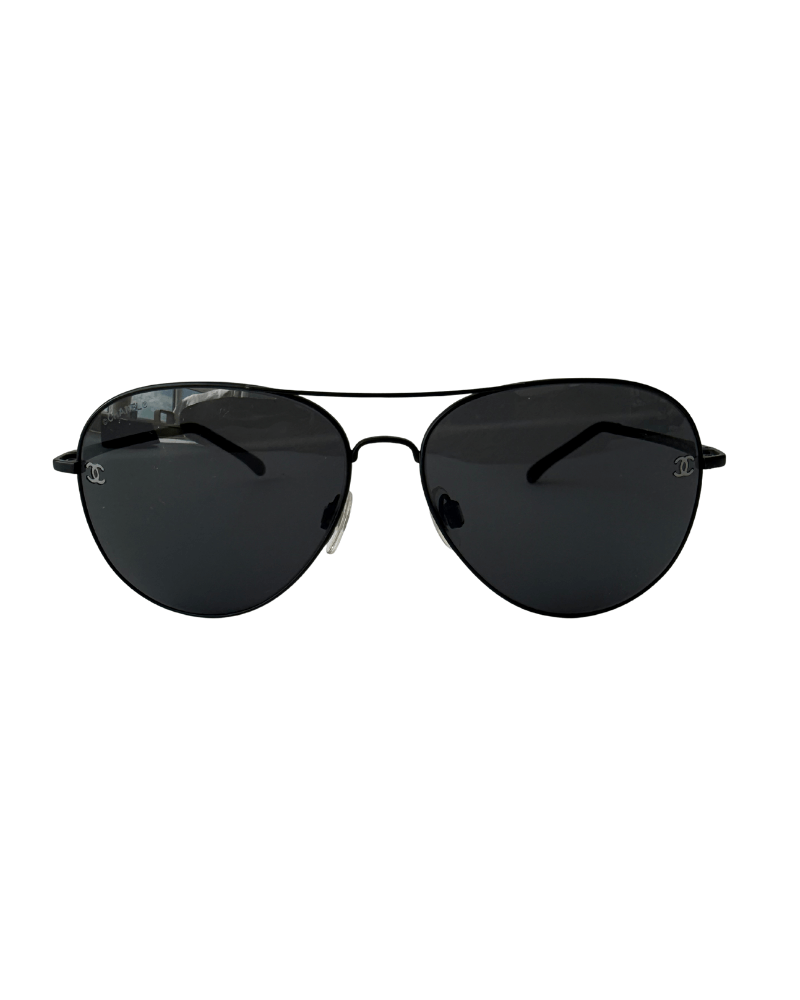 Chanel Black 4189-T-Q Pilot Sunglasses