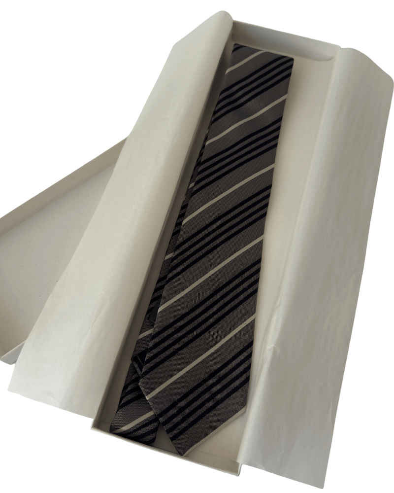 Saint Laurent Gray Striped Silk Tie