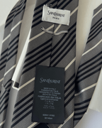 Saint Laurent Gray Striped Silk Tie