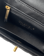 Chanel 25A Black Velvet Quilted Nano Kelly Shopper Aged Gold Hardware