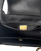 Chanel 25A Black Velvet Quilted Nano Kelly Shopper Aged Gold Hardware