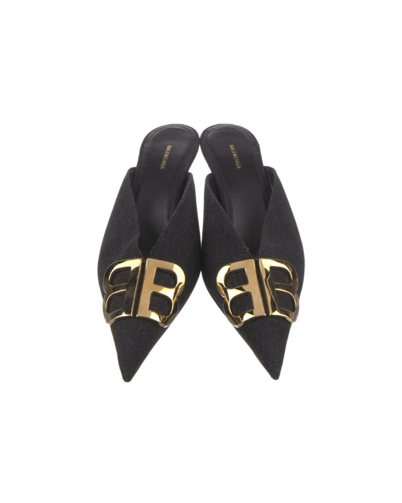 Balenciaga Black Denim Knife Mules