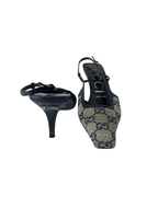 Gucci Monogram Pattern Crystal Embellishments Slingback Pumps | Size EU 36 1/2