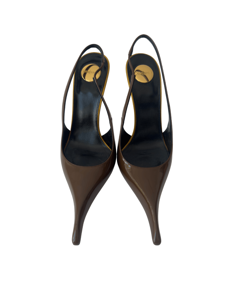 Saint Laurent Amalia 110 patent leather slingback pumps | Size EU 36