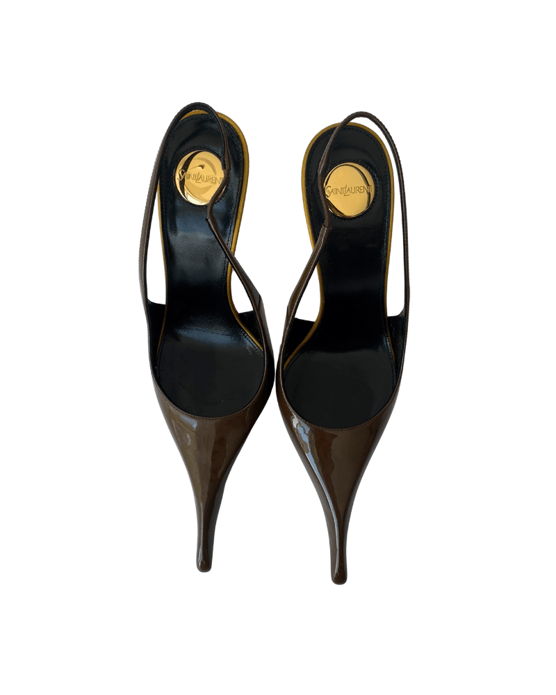 Saint Laurent Amalia 110 patent leather slingback pumps | Size EU 36