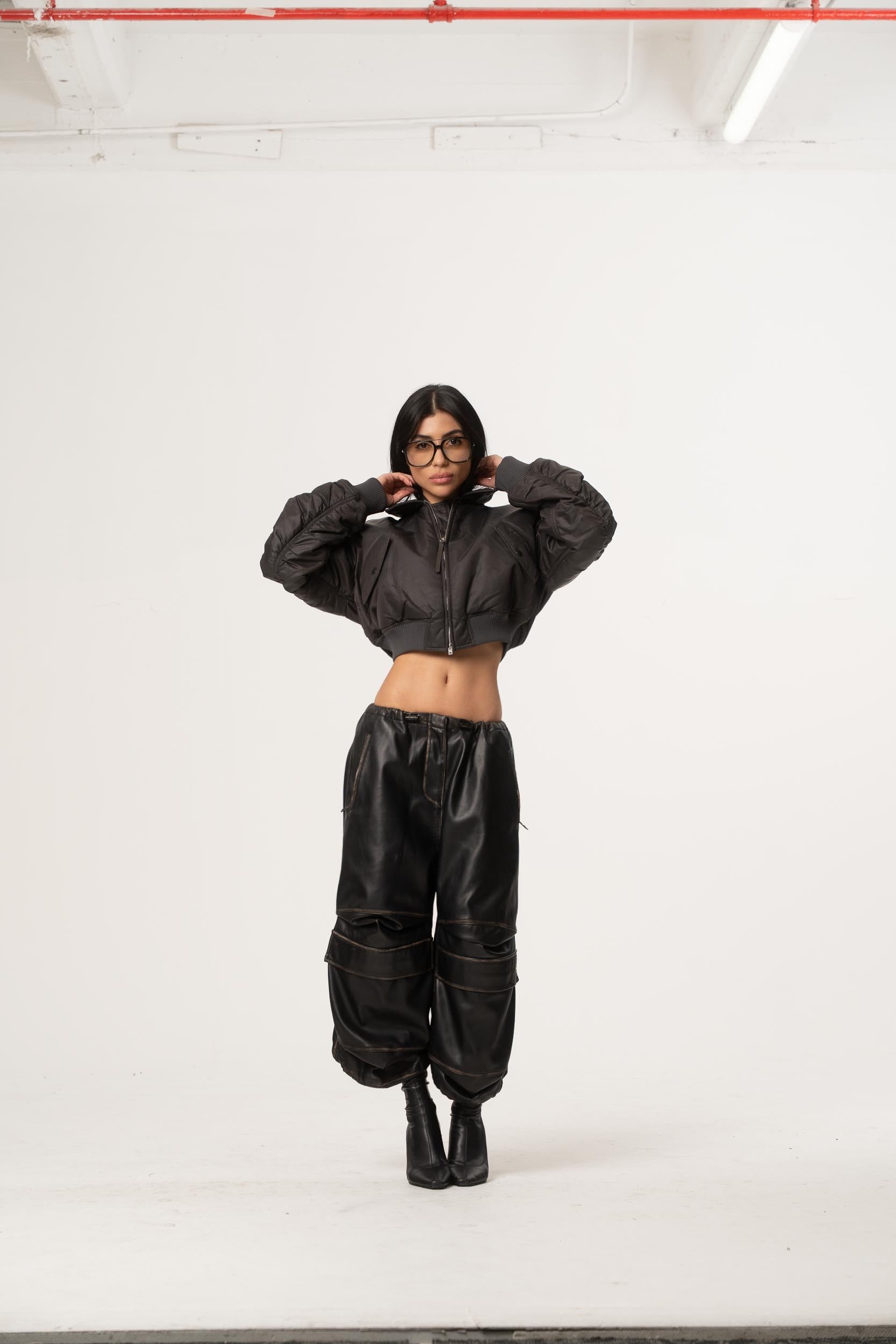 leather shorts Diesel dark brown