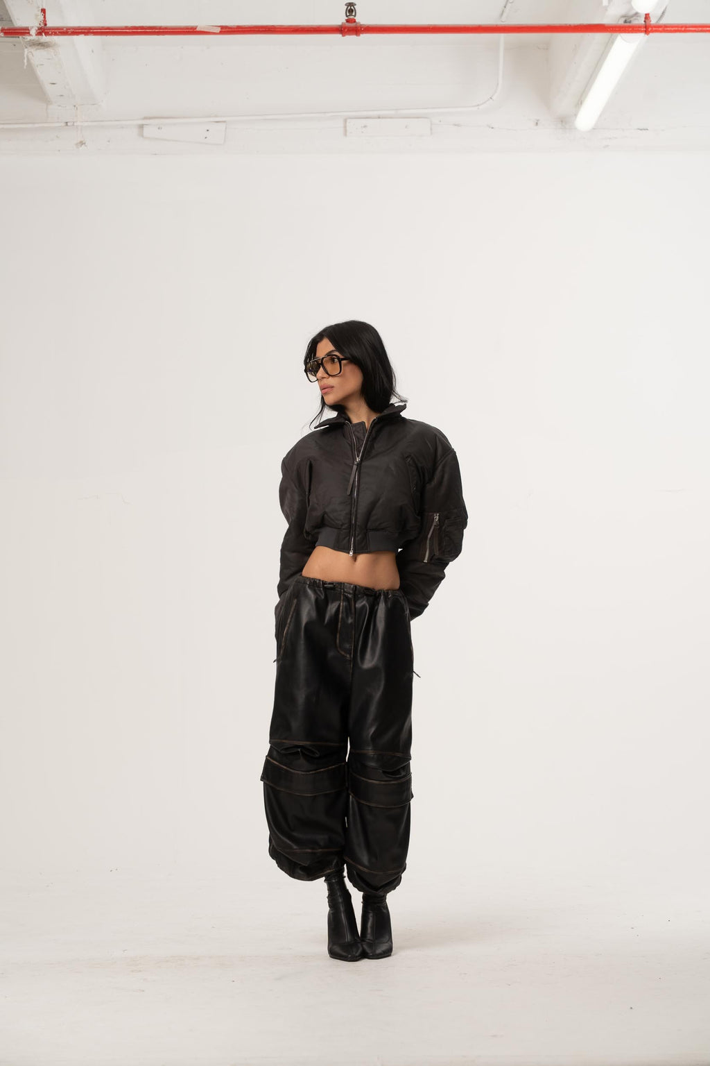leather shorts Diesel dark brown