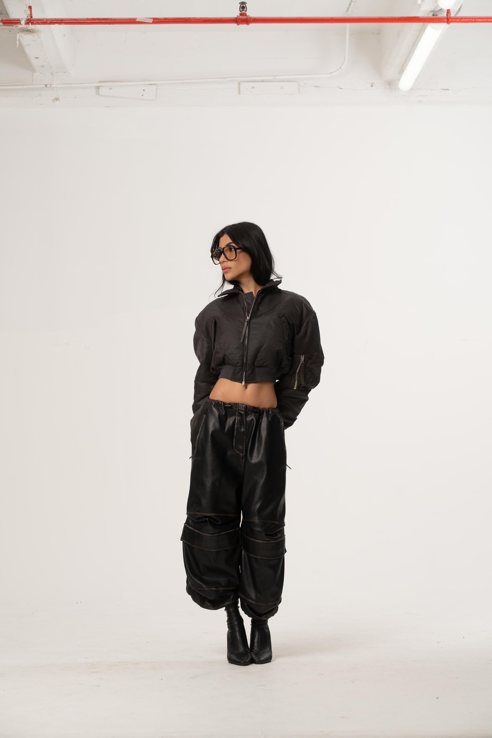 leather shorts Diesel dark brown
