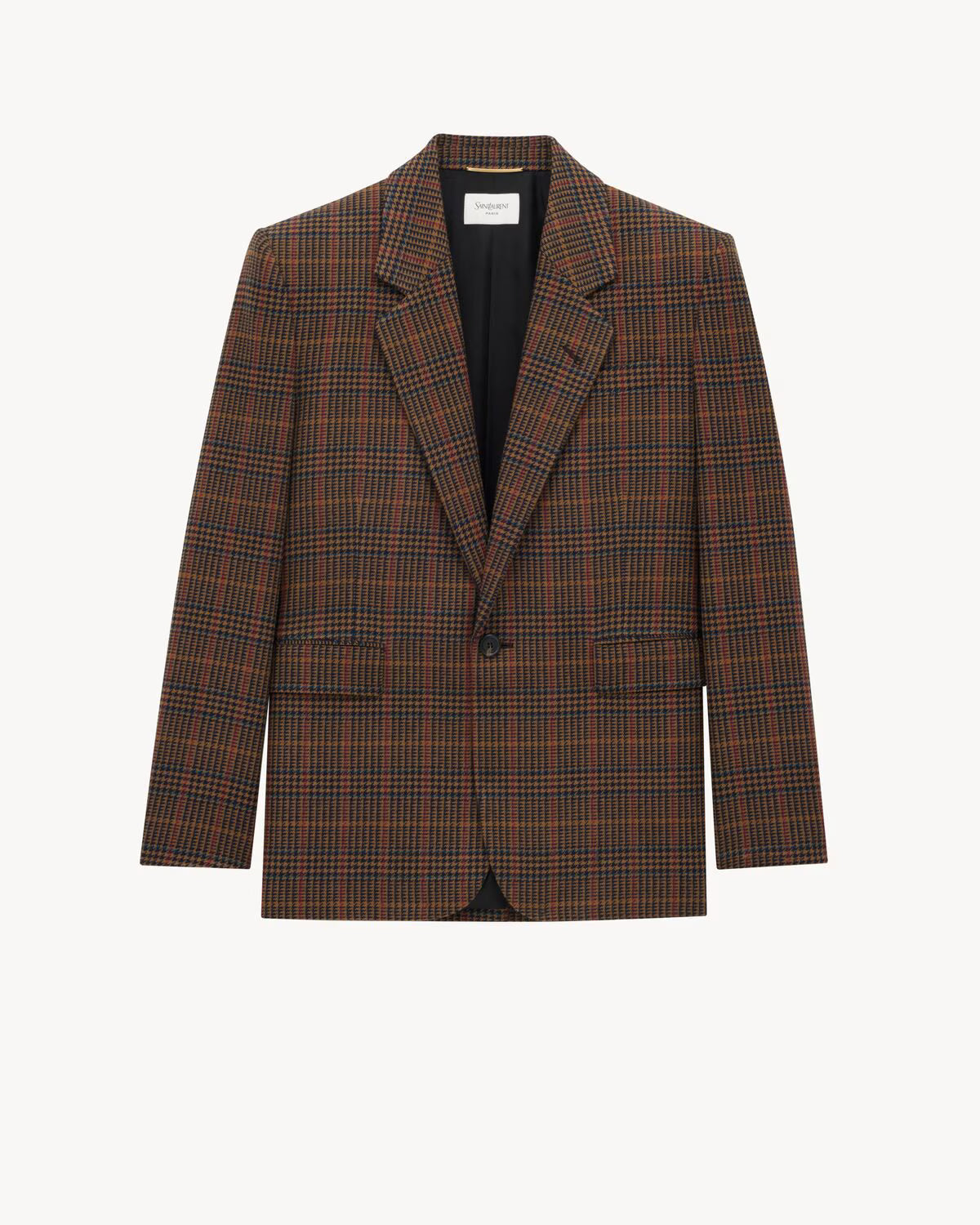 Jacket in Wool Check Maron Multicolore