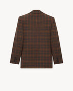 Jacket in Wool Check Maron Multicolore