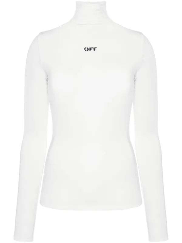 Off-White Logo Print Stretch Jersey Top XS