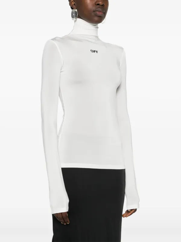 Off-White Logo Print Stretch Jersey Top XS