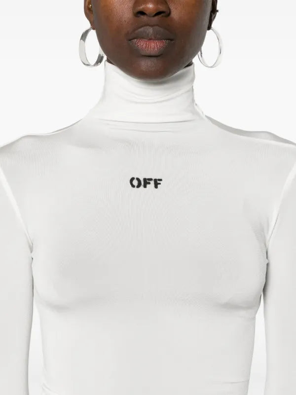 Off-White Logo Print Stretch Jersey Top XS