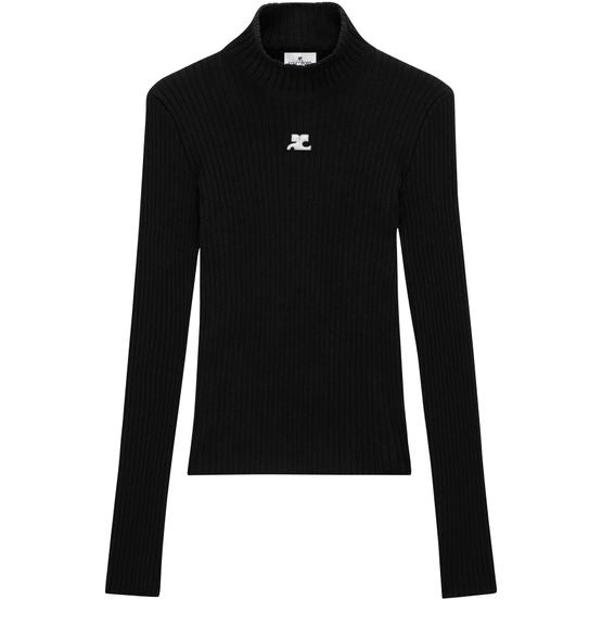 Courrèges -REEDITION RIB KNIT MOCKNECK  Black