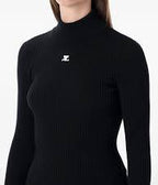 Courrèges -REEDITION RIB KNIT MOCKNECK  Black
