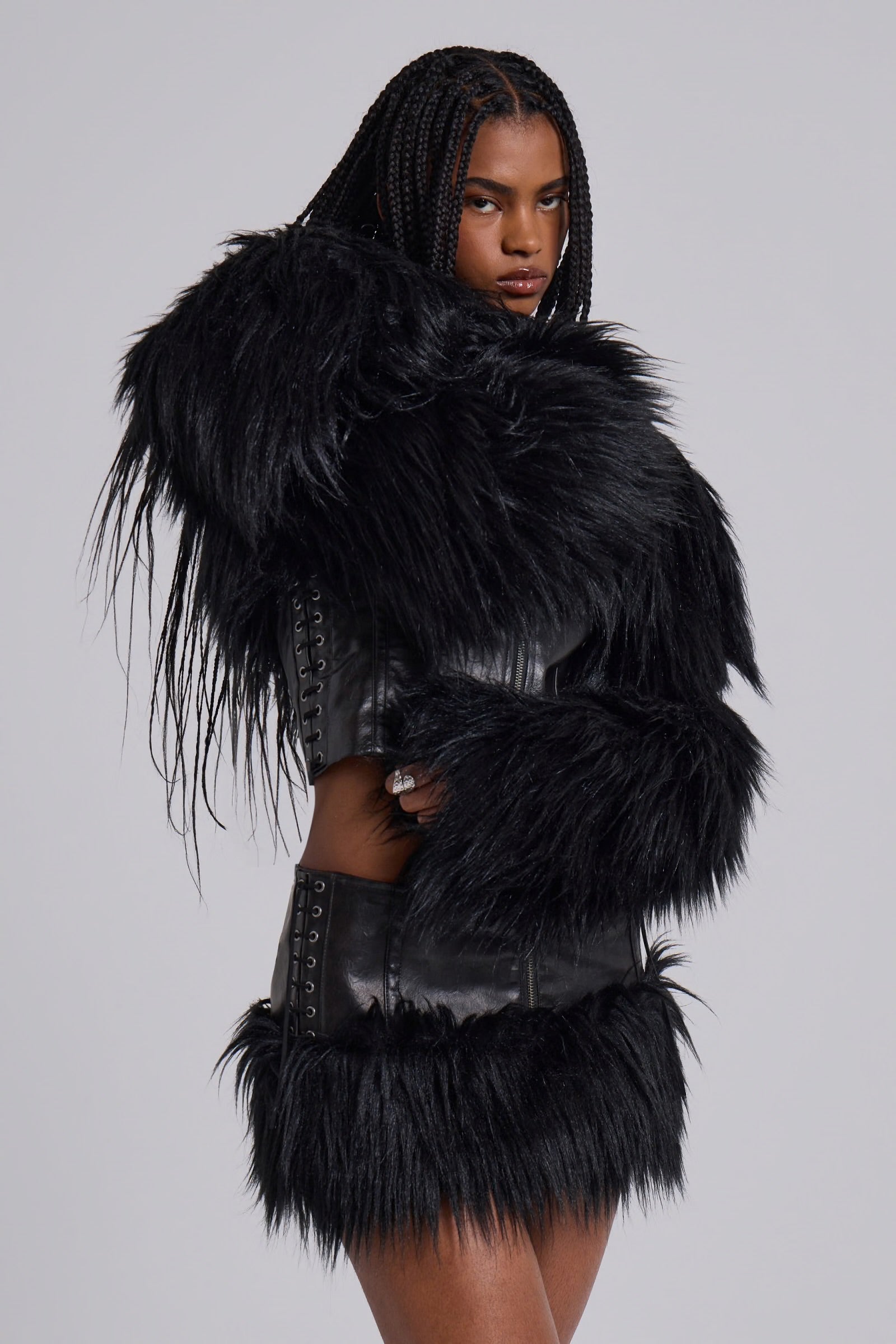 Viera Faux Fur and Leather Jacket