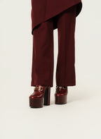 Gucci Womens Plataform Mule With Horsebit in Rosso Ancora Leather Size 36/5