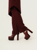 Gucci Womens Plataform Mule With Horsebit in Rosso Ancora Leather Size 36/5