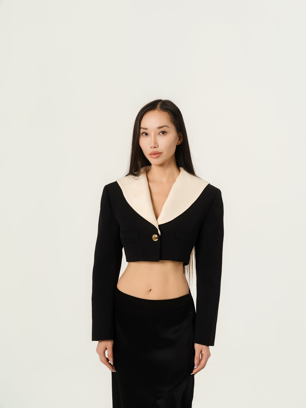 miu miu cropped wool jacket black white size 38