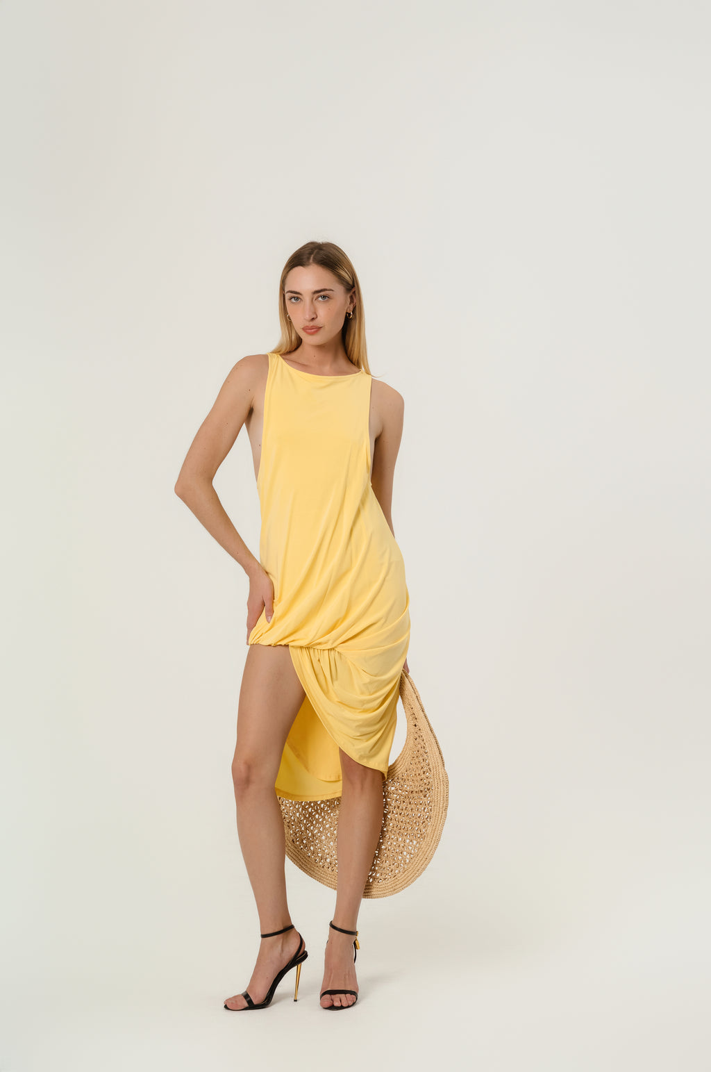 JACQUEMUS Yellow La Croisière 'The Peplo' Minidress