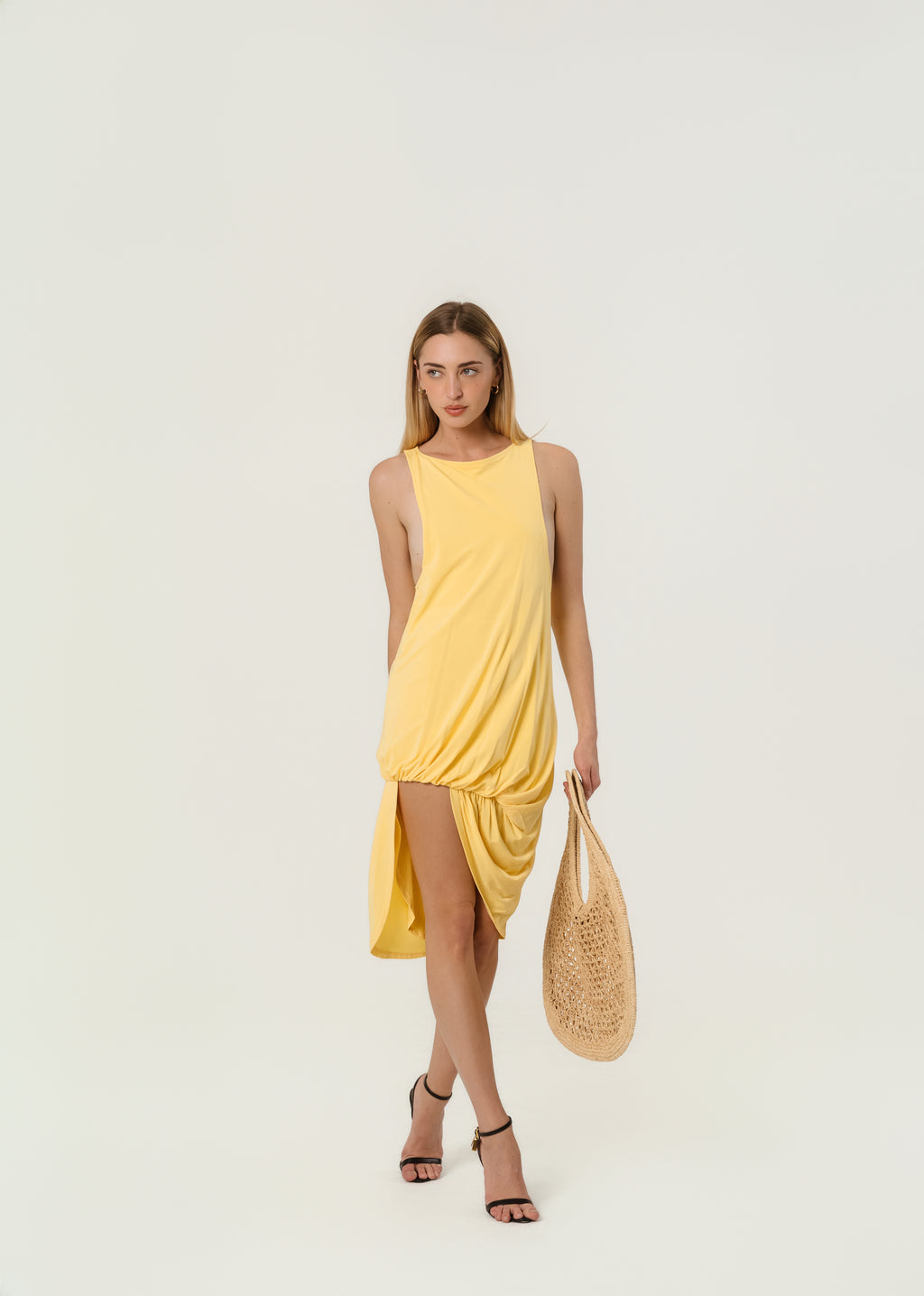 JACQUEMUS Yellow La Croisière 'The Peplo' Minidress