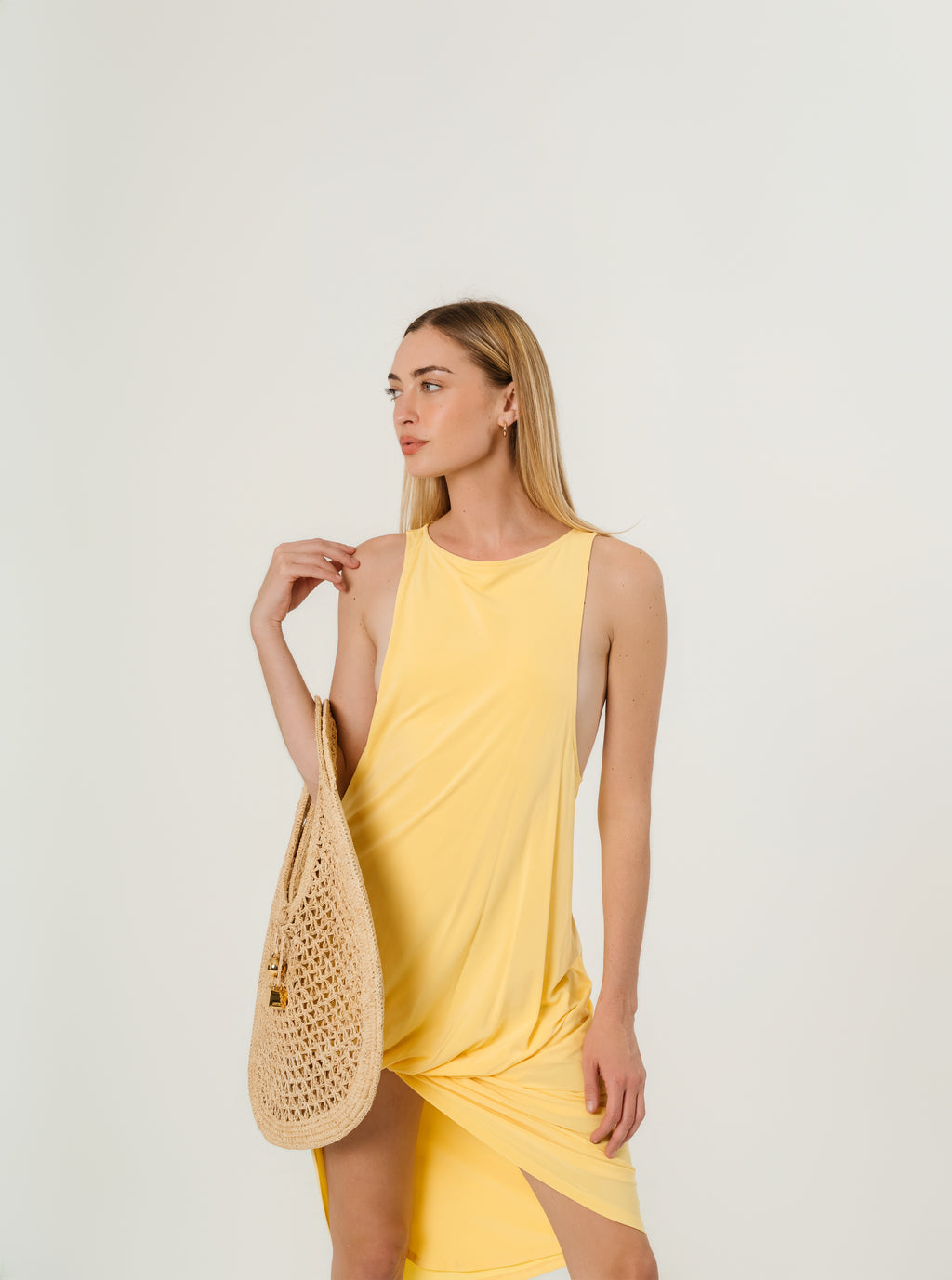 JACQUEMUS Yellow La Croisière 'The Peplo' Minidress