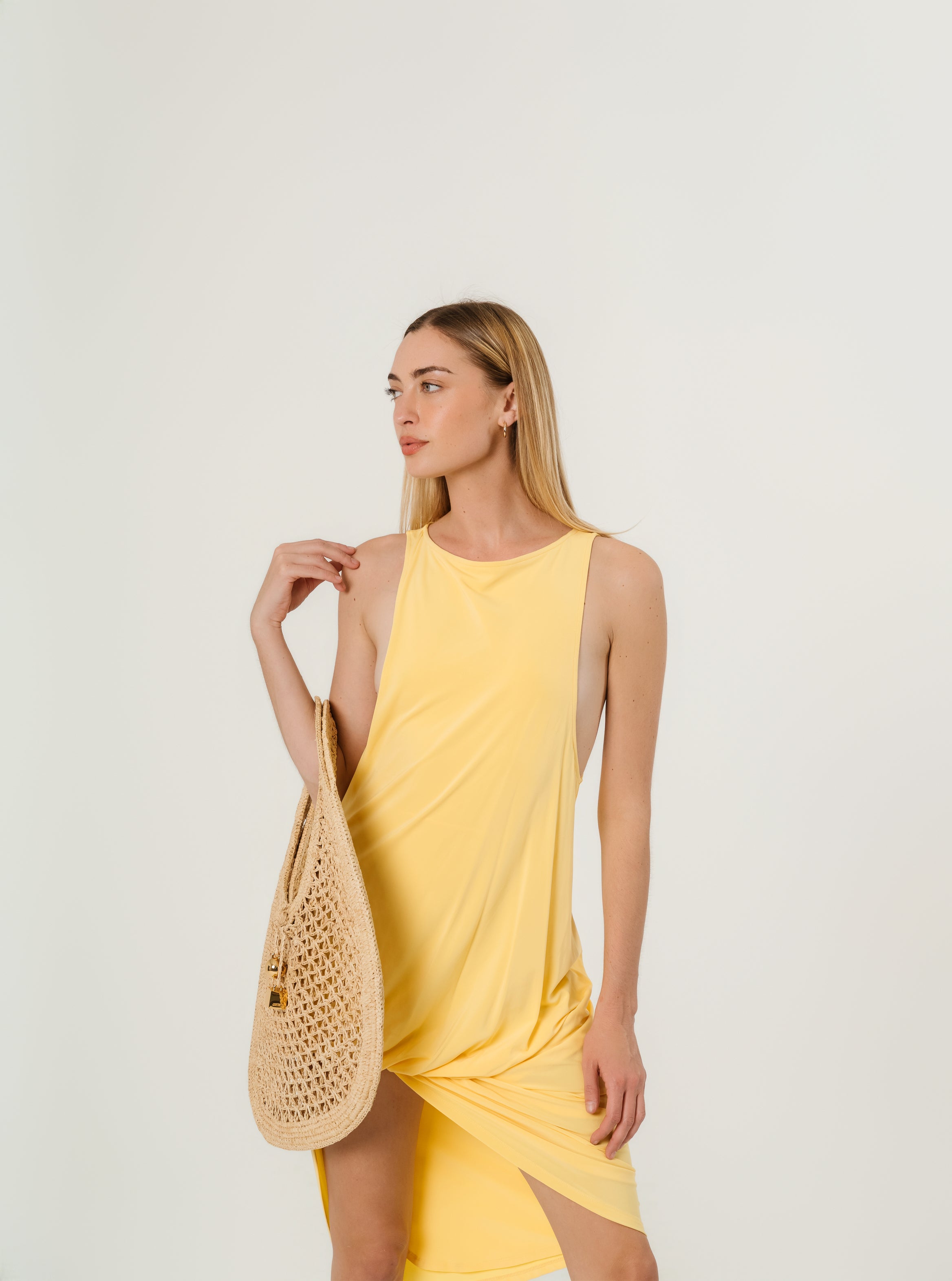 JACQUEMUS Yellow La Croisière 'The Peplo' Minidress