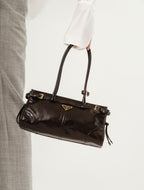 Prada Bonnie Medium Leather Top Handler Bag Glossy Finish