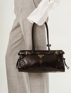 Prada Bonnie Medium Leather Top Handler Bag Glossy Finish