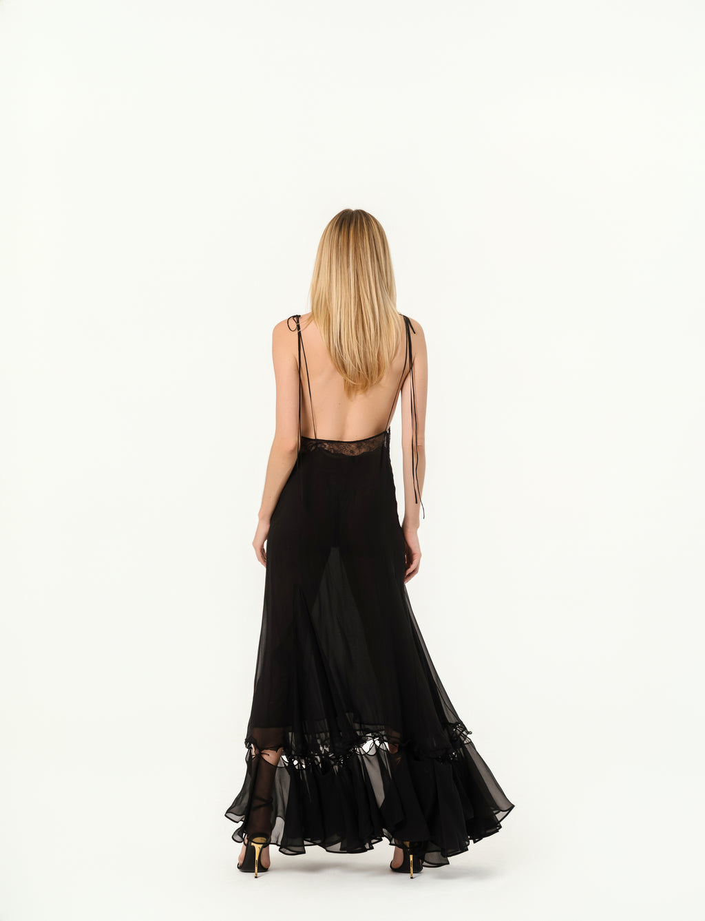 Black Lace Dress Open Back YSL XS