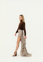 cascade skirt in floral silk muslin YSL 34/US2