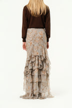 cascade skirt in floral silk muslin YSL 34/US2