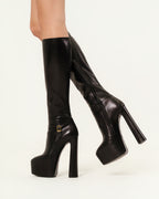 Saint Laurent Nico Leather Plataform Knee - High Boots YSL