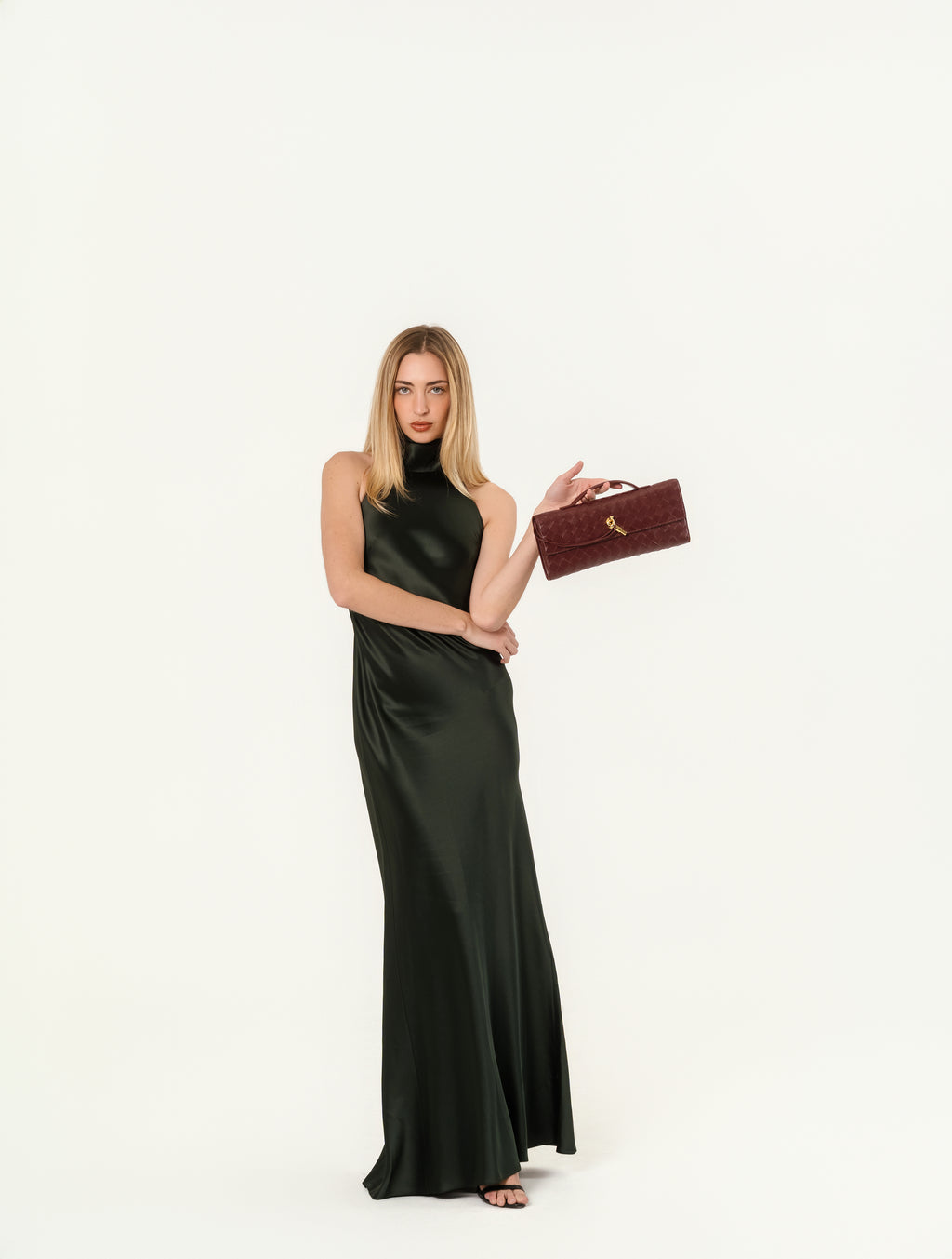 Ralph Lauren Chilton Strech Satin Halternek Gown Evening Dress Size 00