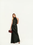 Ralph Lauren Chilton Strech Satin Halternek Gown Evening Dress Size 00