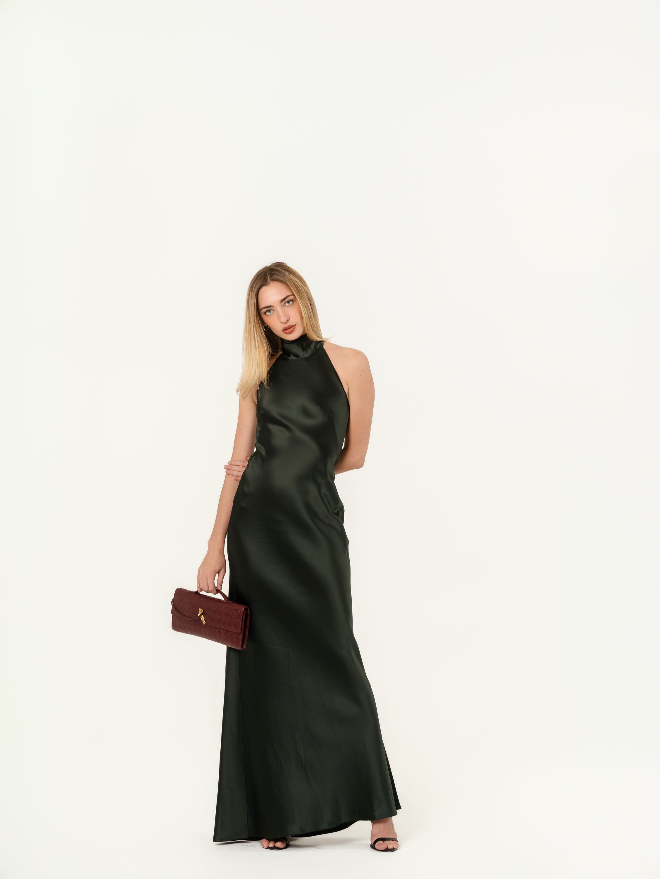 Ralph Lauren Chilton Strech Satin Halternek Gown Evening Dress Size 00