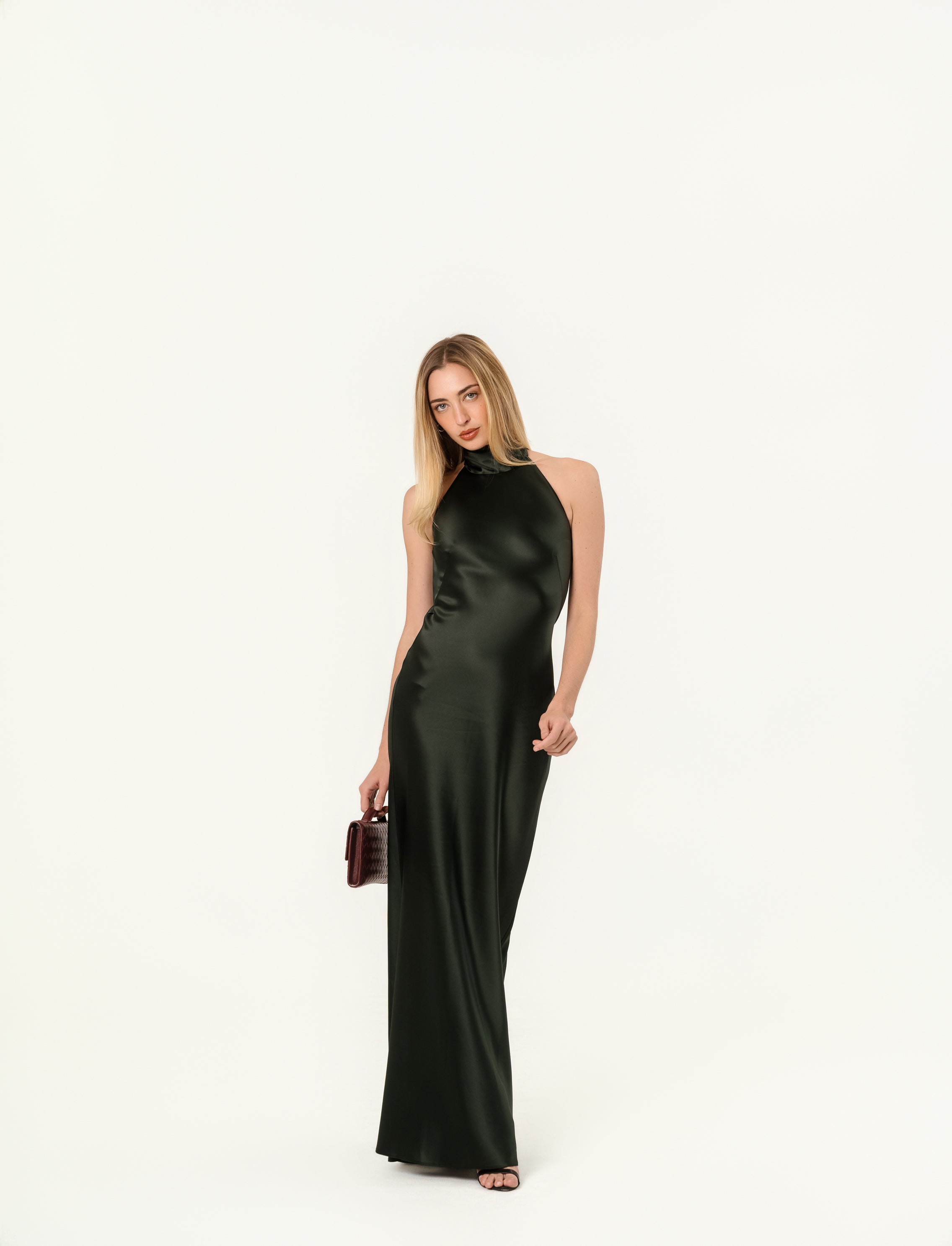 Ralph Lauren Chilton Strech Satin Halternek Gown Evening Dress Size 00