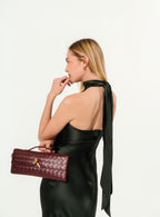 Bottega Veneta Nappa Intrecciato Long Andiamo Top handle Clutch Barolo