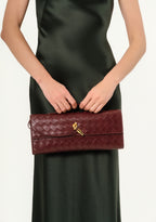 Bottega Veneta Nappa Intrecciato Long Andiamo Top handle Clutch Barolo