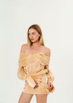 Miss Rosie Gold Crystal Imbellished Panelled Mini Dress