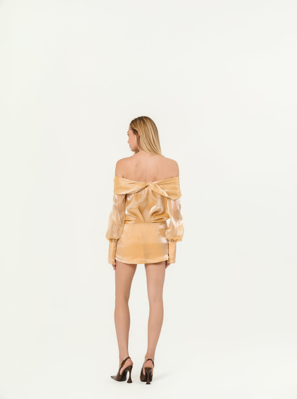 Miss Rosie Gold Crystal Imbellished Panelled Mini Dress