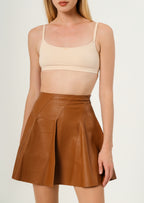 Ralph Laurent Caramel Leather Skirt