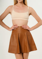Ralph Laurent Caramel Leather Skirt