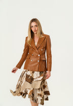 Ralph Laurent Glenn Diary-Print Silk Twill Skirt Size 00