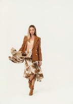 Ralph Laurent Glenn Diary-Print Silk Twill Skirt Size 00