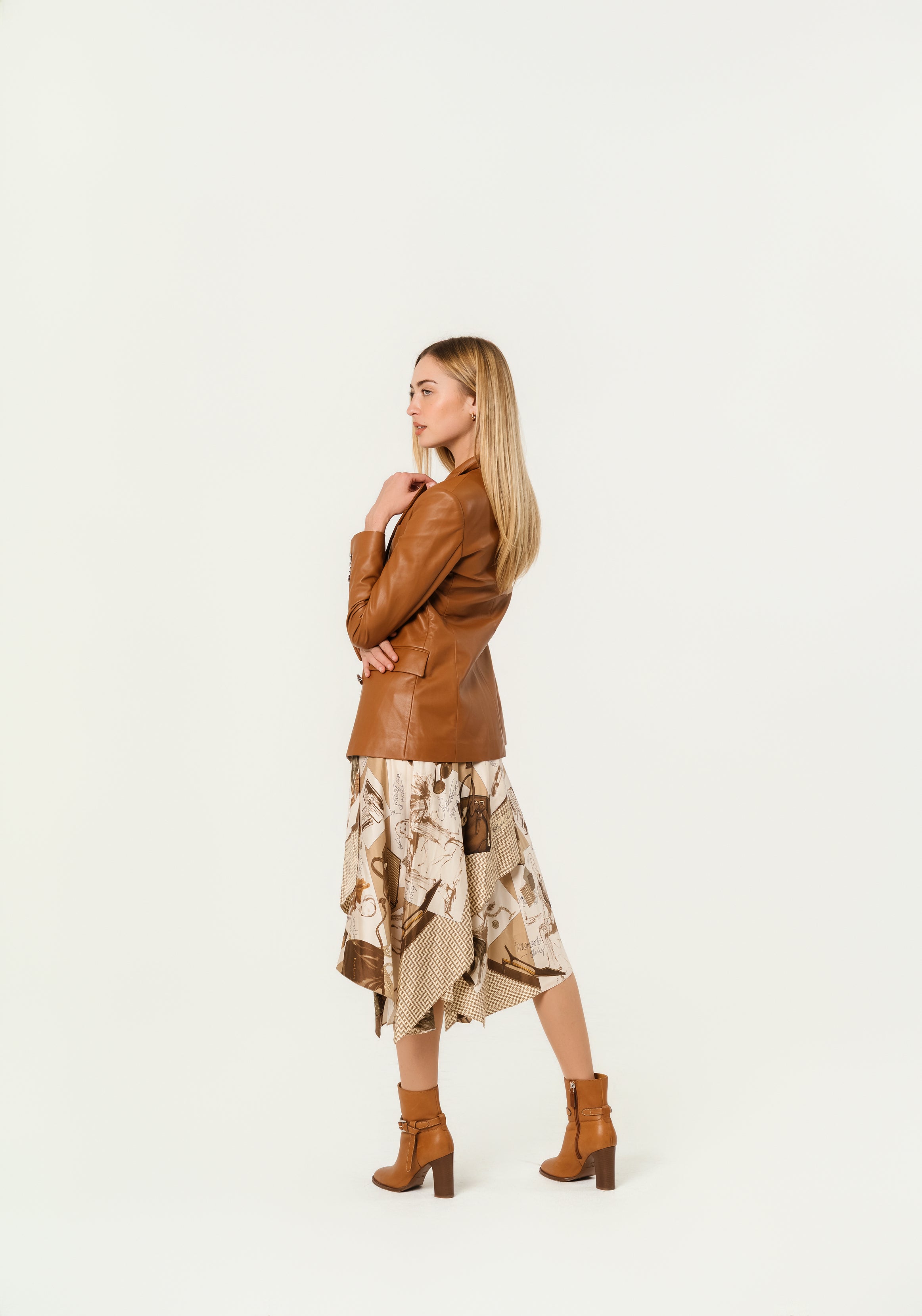 Ralph Laurent Glenn Diary-Print Silk Twill Skirt Size 00