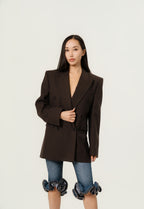 Jacket in Wool chine brown YSL Saint Laurent Size F34/US4